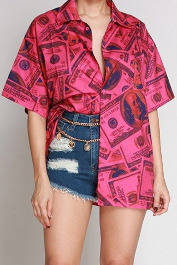 

Lovely Trendy Print Red Shirt