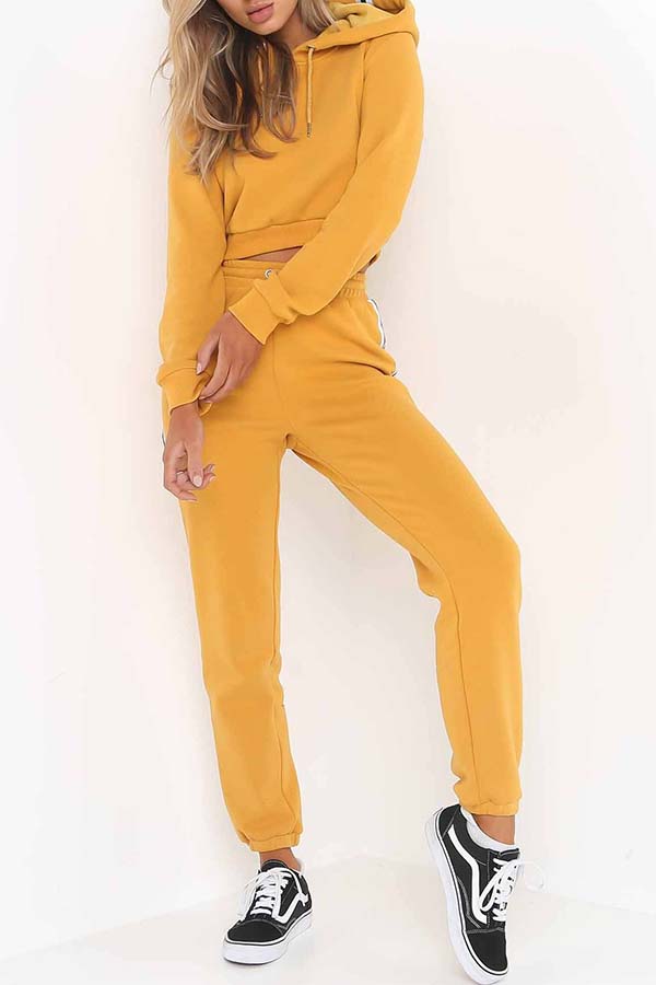 

Lovely Sportswear Patchwork Yellow Loungewear