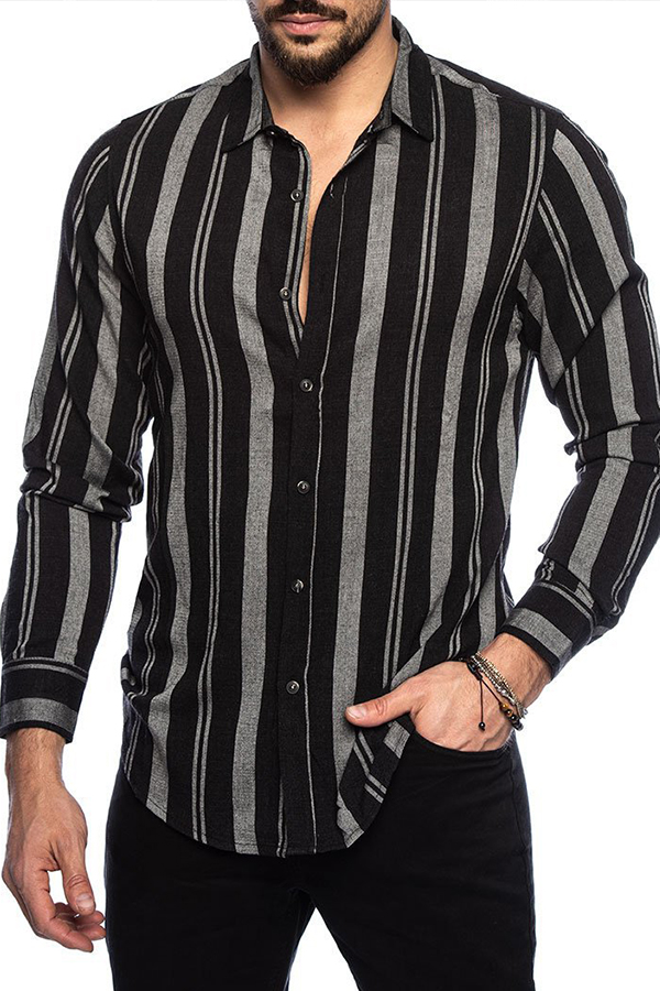

Lovely Trendy Striped Grey Shirt