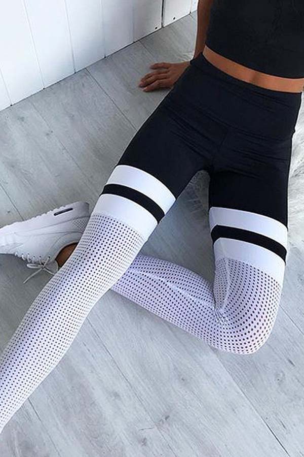 

Lovely Sportswear Patchwork Black Pants