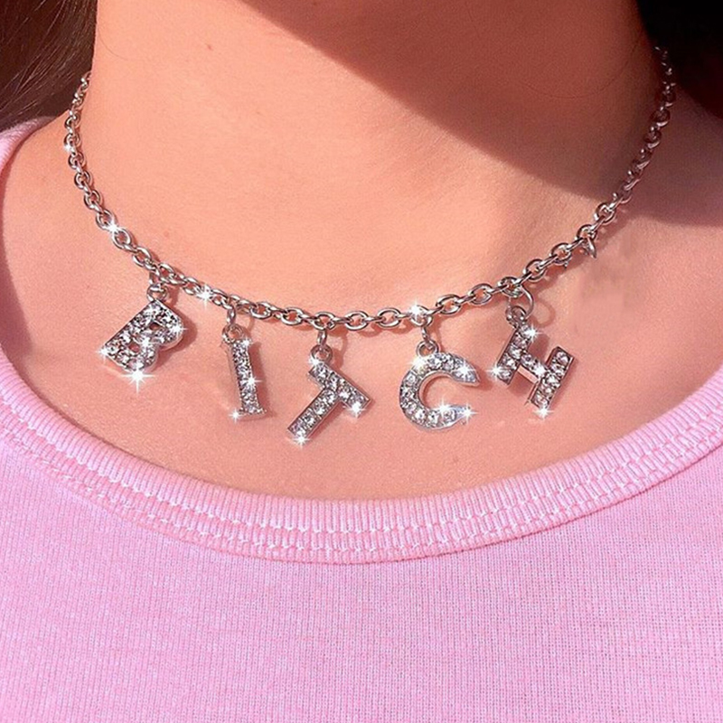 

Lovely Trendy Letter Silver Necklace