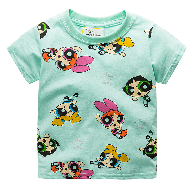 

Lovely Casual Cartoon Print Light Green Girl T-shirt