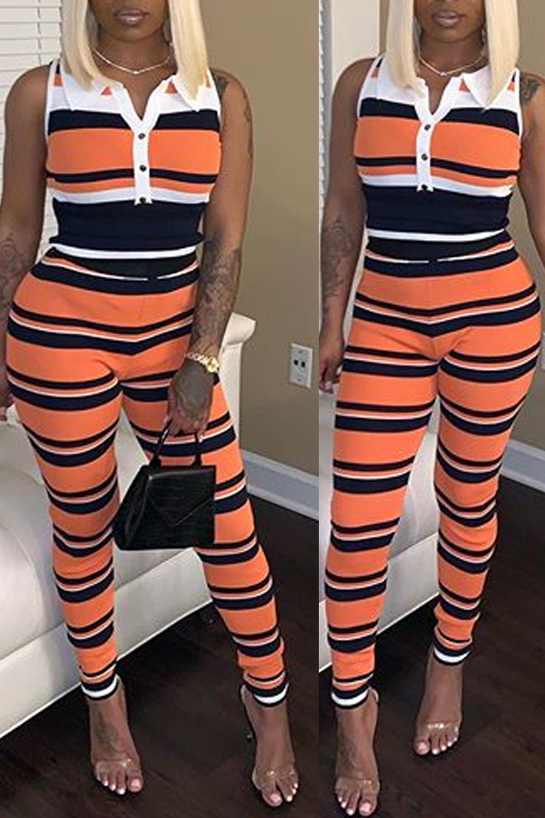 

Lovely Leisure Sleeveless Striped Two-piece Pants Set, Stripe