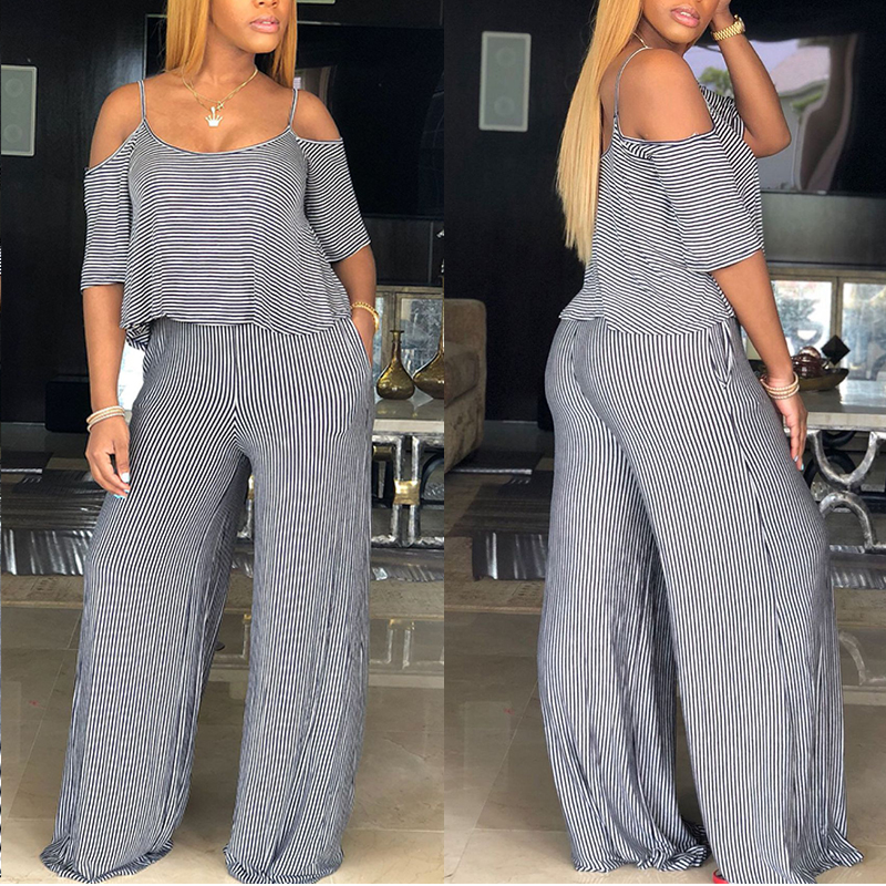

Lovely Trendy Striped Deep Blue One-piece Jumpsuit