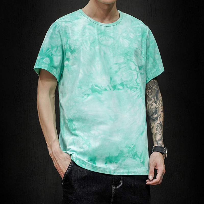 

Lovely Leisure O Neck Tie-dye Green T-shirt