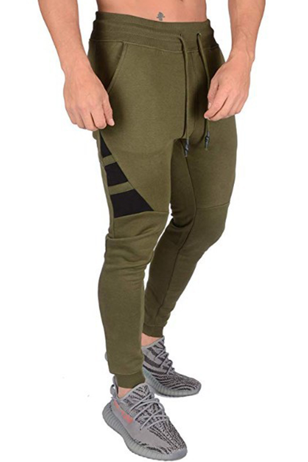 

Lovely Sportswear Patchwork Army Green Pants