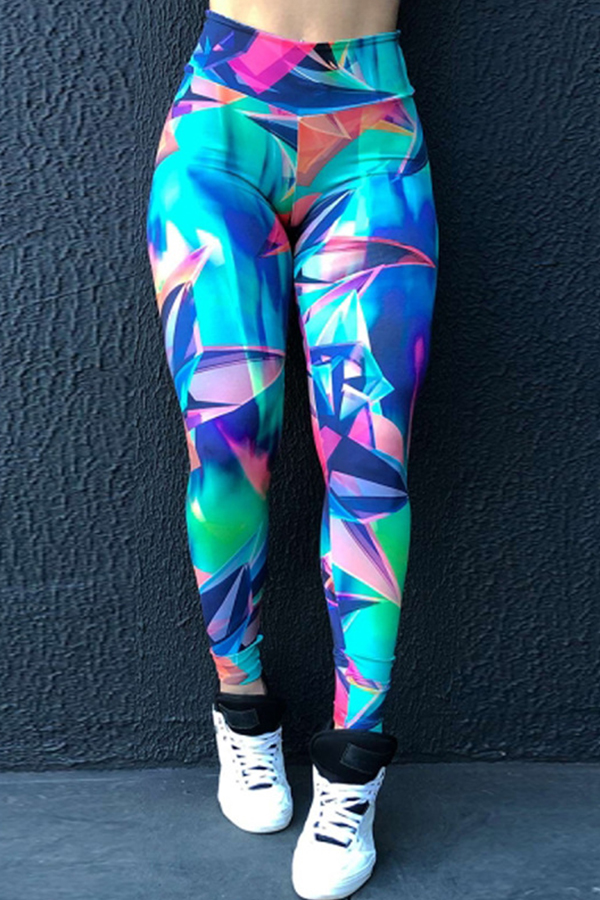 

Lovely Sportswear Print Multicolor Plus Size Pants, Multi