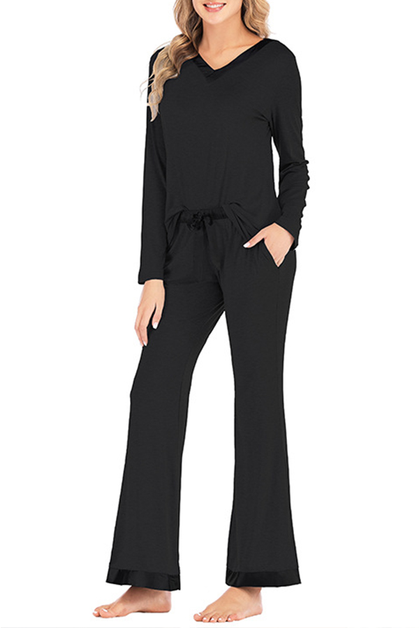 

Lovely Casual Basic Black Loungewear