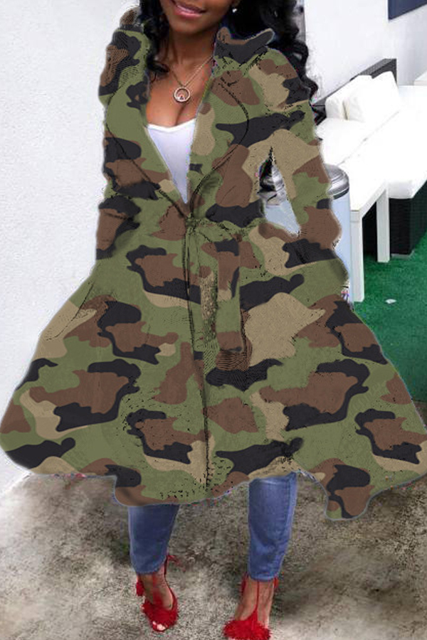 

Lovely Casual Camo Print Plus Size Coat
