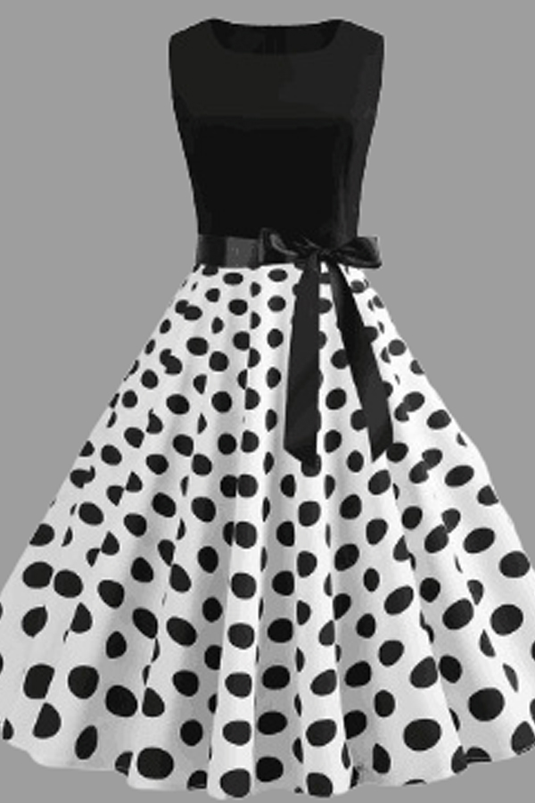 

Lovely Stylish Patchwork Black Plus Size Knee Length Dress