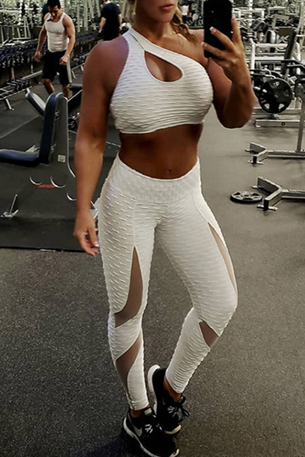 

Lovely Sportswear Hollow-out White Pants