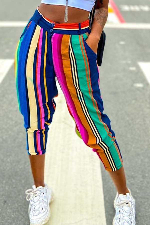 

Lovely Casual Striped Print Pants, Stripe