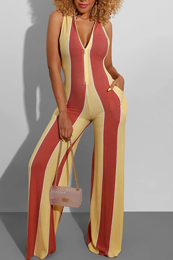 

Lovely Trendy Striped Yellow One-piece Jumpsuit