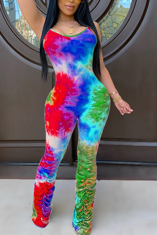 

Lovely Stylish Tie-dye Multicolor One-piece Jumpsuit, Multi