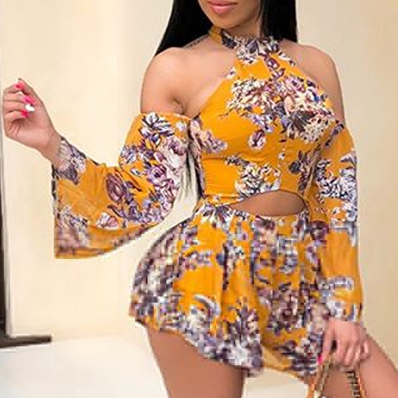 

Lovely Bohemian Print Yellow One-piece Romper
