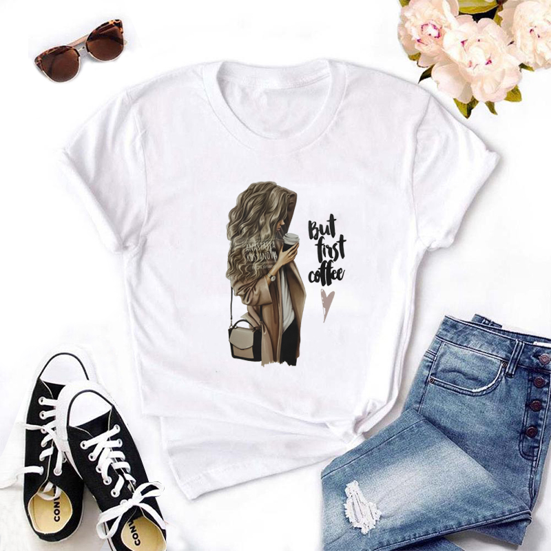 

Lovely Leisure O Neck Print White T-shirt