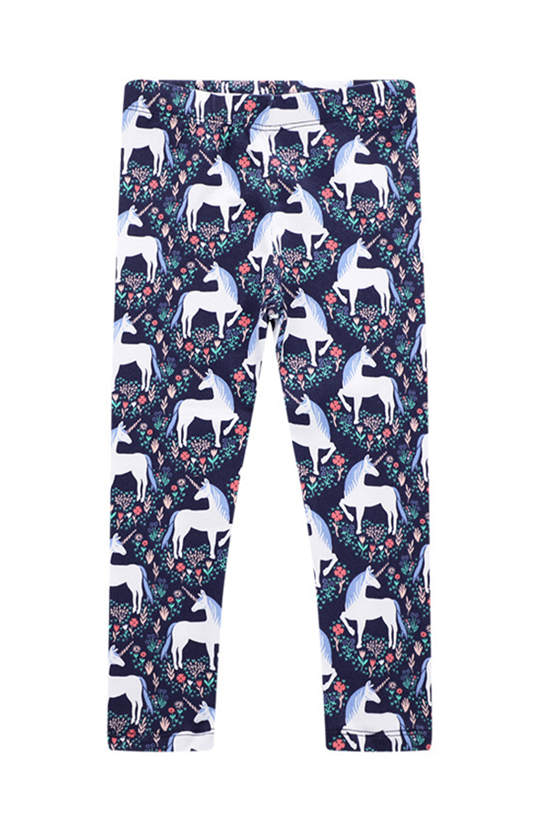 

Lovely Sweet Cartoon Print Deep Blue Girl Leggings
