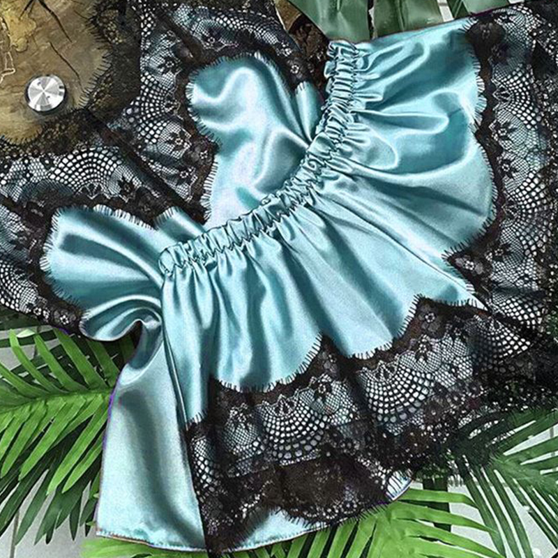 

Lovely Sexy Lace Hem Baby Blue Sleepwear
