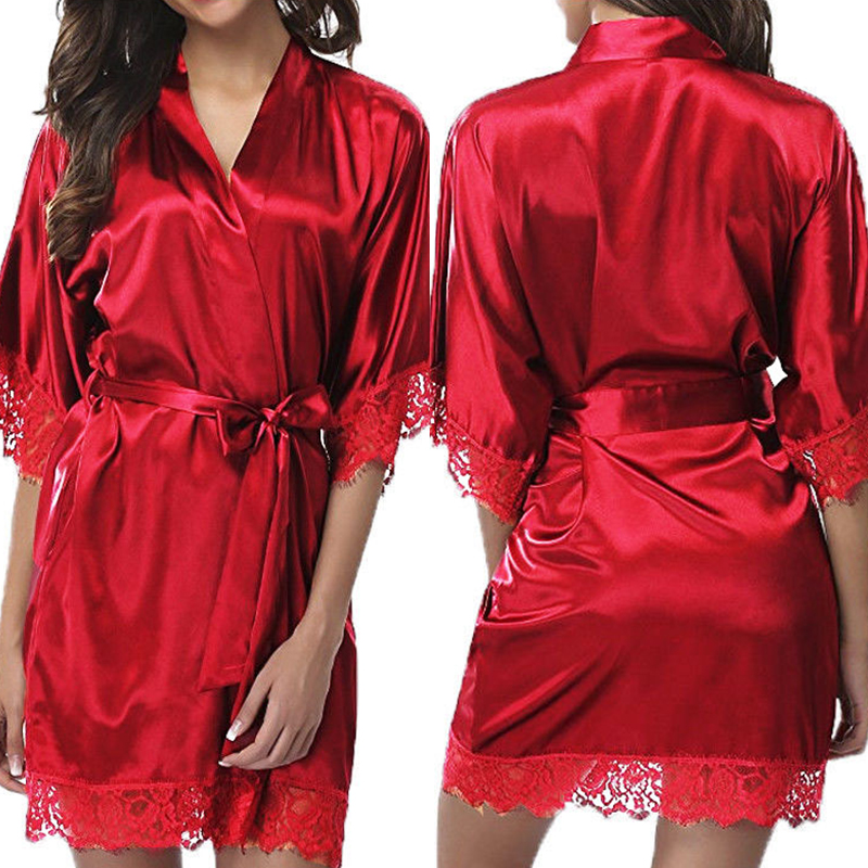 

Lovely Sexy Lace Hem Red Sleepwear