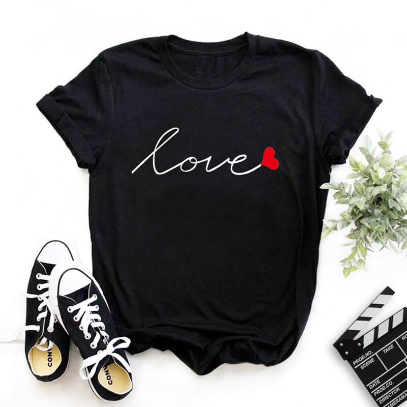 

Lovely Leisure O Neck Print Black T-shirt