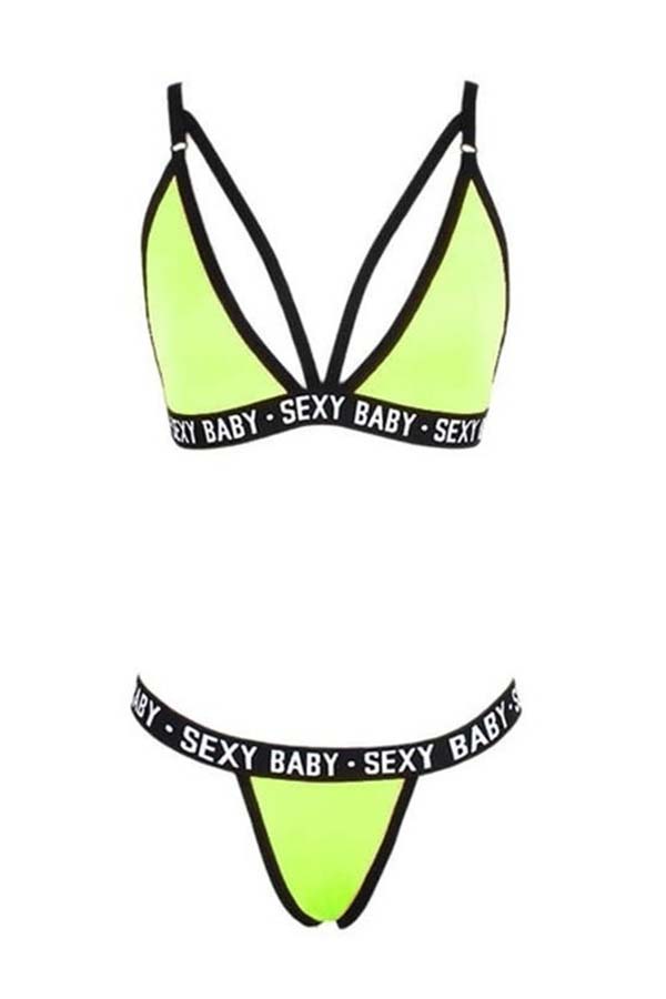 

Lovely Sportswear Patchwork Green Bra Sets