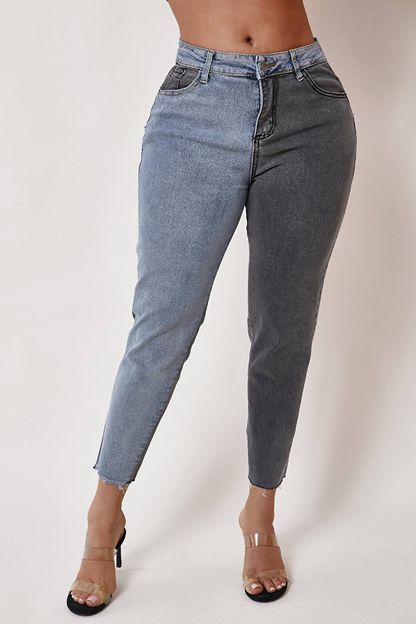 

Lovely Casual Patchwork Blue Jeans