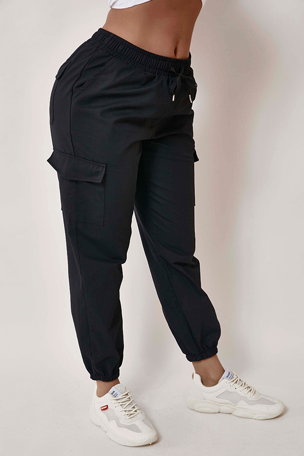 lovely casual pocket patched black pants_pants_bottoms_lovely