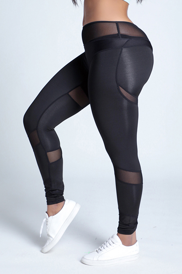 

Lovely Sportswear Patchwork Black Leggings