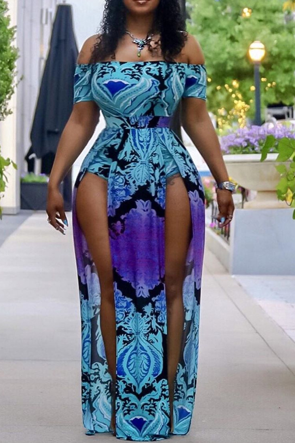 

LW BASICS Print Blue One-piece Swimsuit