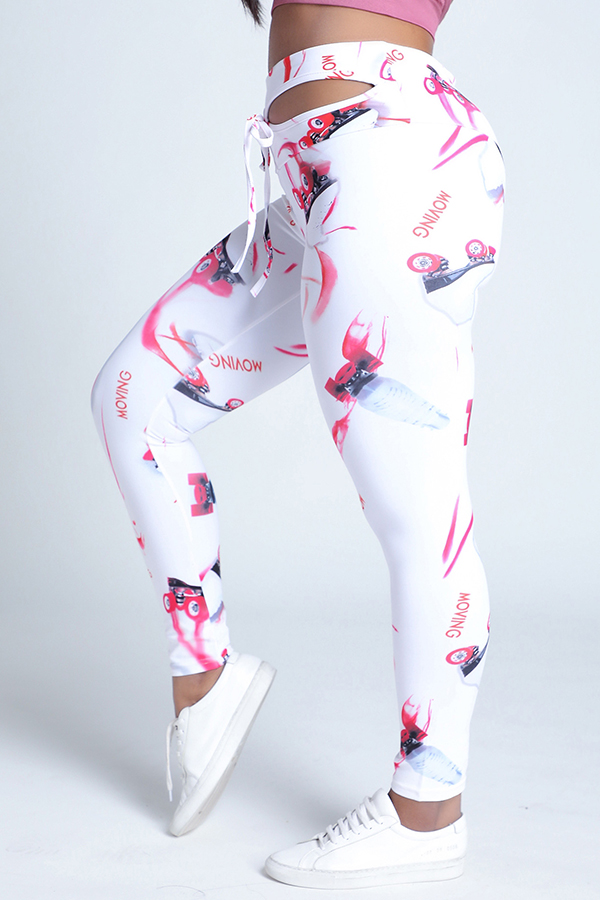 

Lovely Sportswear Print Pink Leggings
