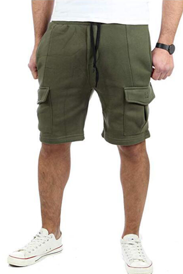 

Lovely Sportswear Pocket Patched Army Green Shorts