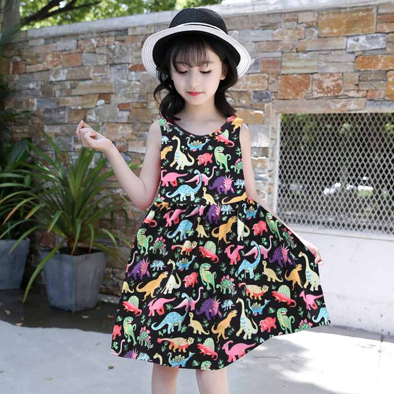 

Lovely Sweet Cartoon Print Black Girl Knee Length Dress