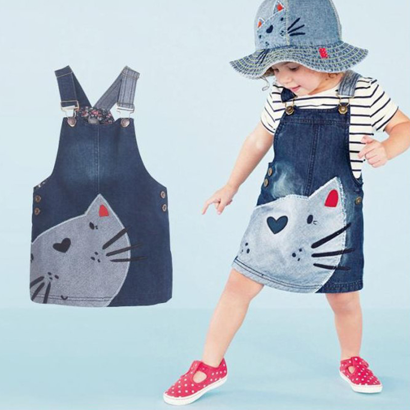 

Lovely Sweet Cartoon Print Dark Blue Girl Knee Length Dress