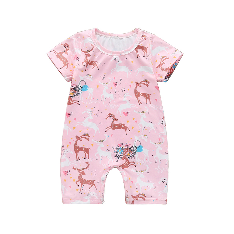 

Lovely Sweet Cartoon Print Pink Girl One-piece Romper