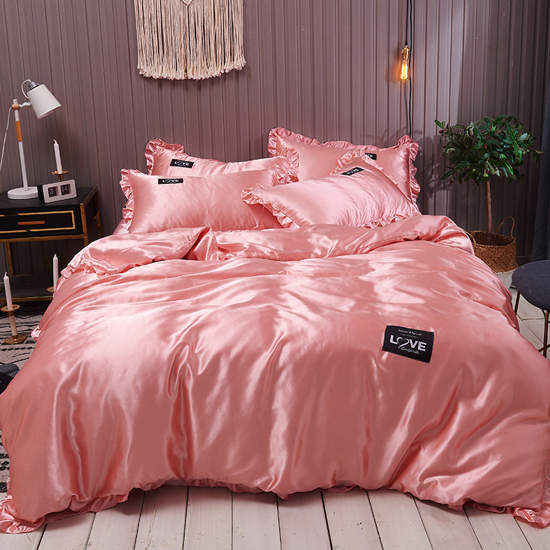 

Lovely Cosy Flounce Design Pink Bedding Set