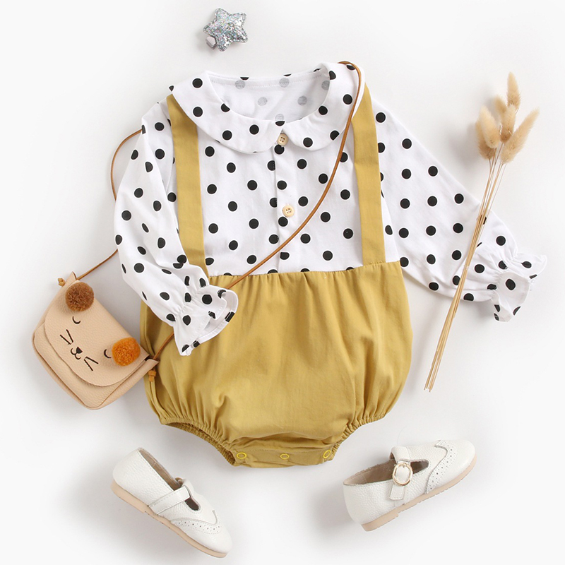 

Lovely Sweet Dot Print White Girl One-piece Romper, White dot
