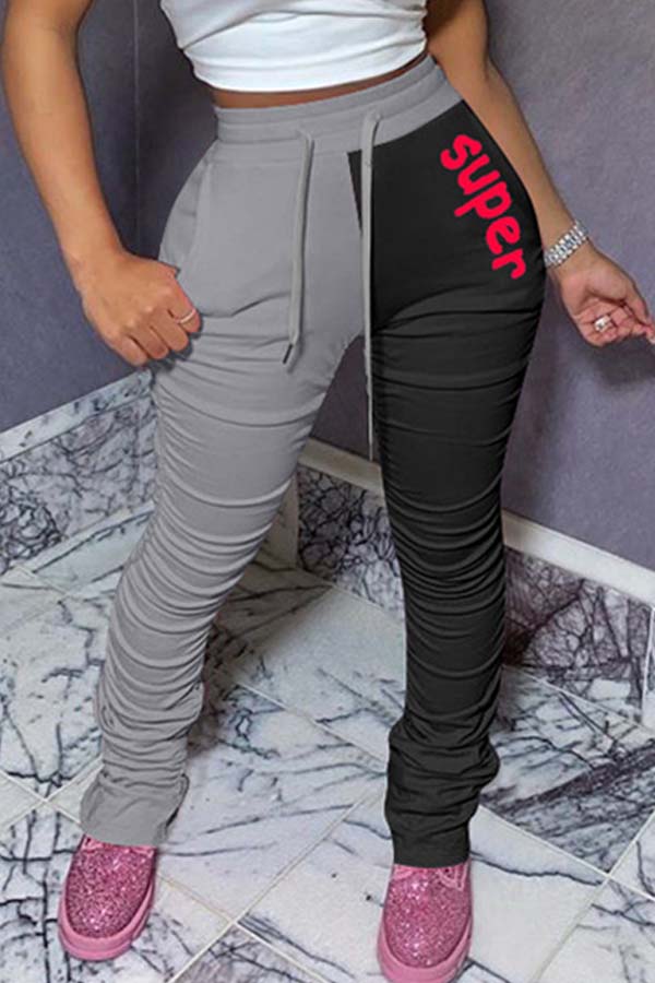 

Lovely Leisure Patchwork Grey Pants