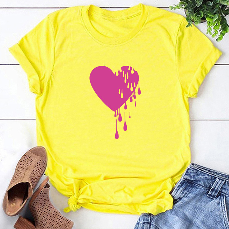 

Lovely Leisure O Neck Print Yellow T-shirt