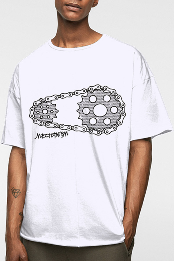 

Lovely Casual O Neck Print White T-shirt