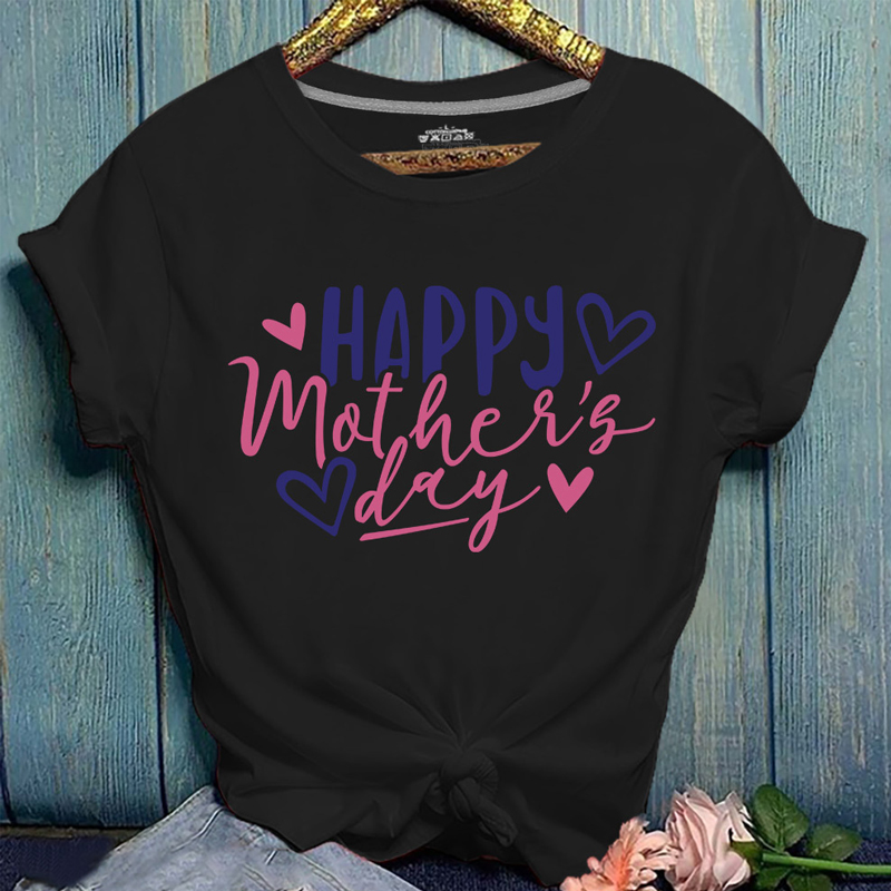 

Lovely Leisure O Neck Letter Print Black T-shirt