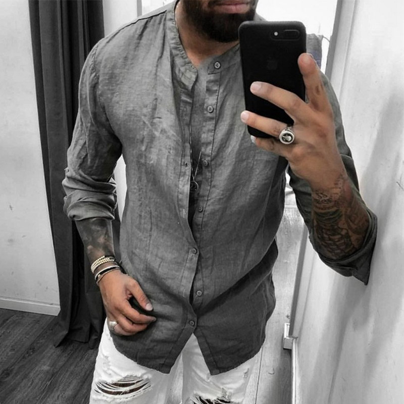 

Lovely Trendy Buttons Design Grey Shirt