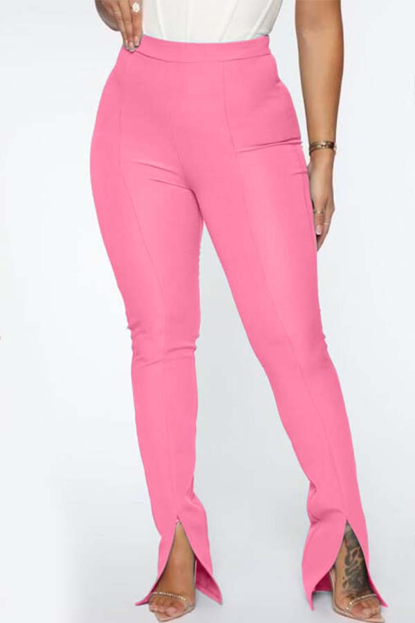 

Lovely Casual Front Slit Pink Pants