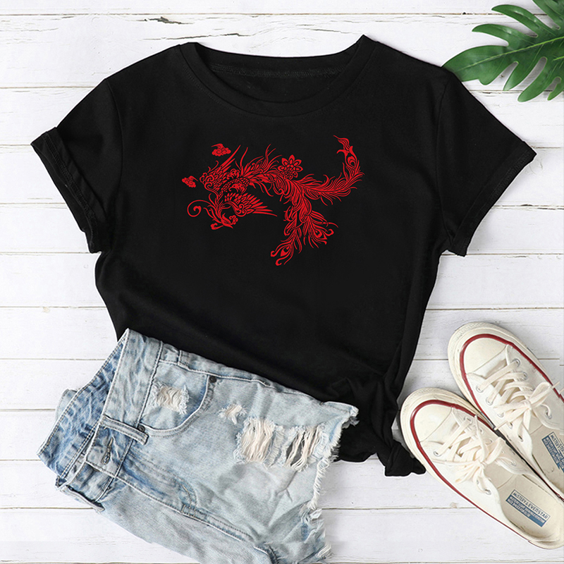 

Lovely Leisure O Neck Print Black T-shirt