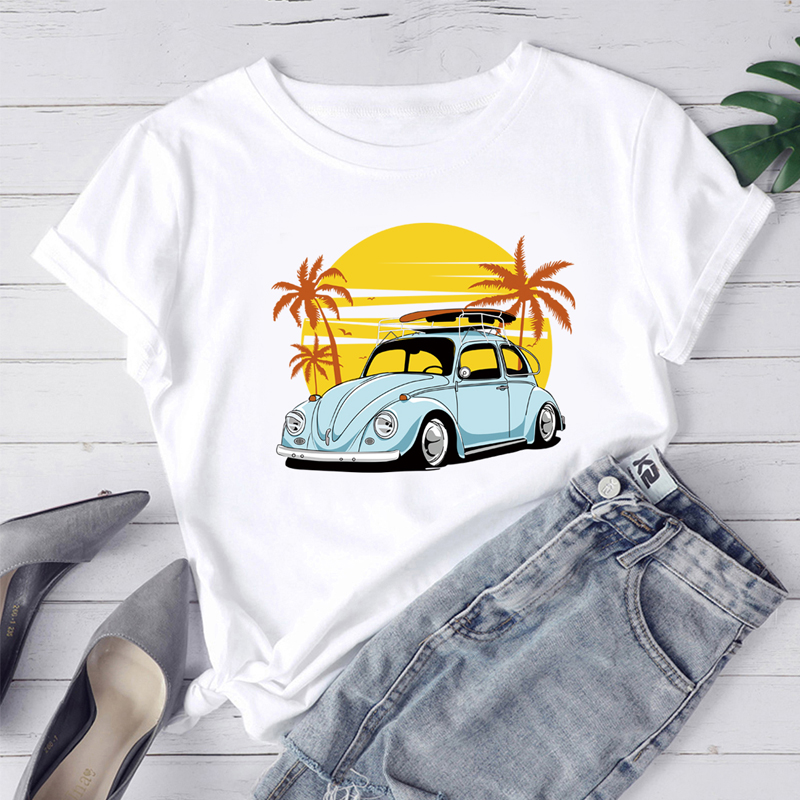 

Lovely Leisure O Neck Cartoon Print White T-shirt