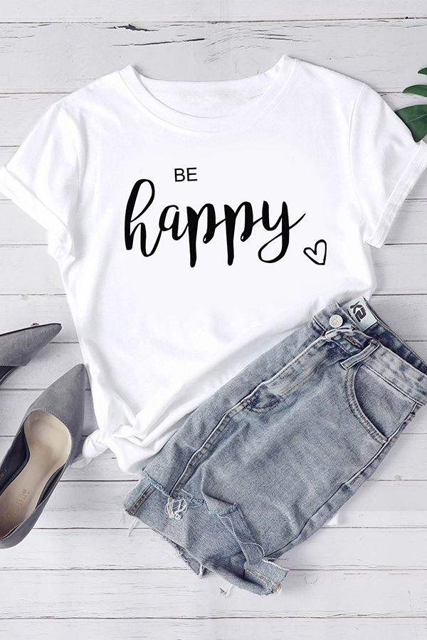

Lovely Leisure O Neck Letter Print White T-shirt