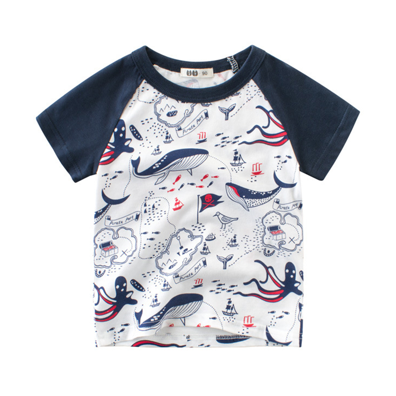 

Lovely Leisure O Neck Cartoon Print Royalblue Boy T-shirt