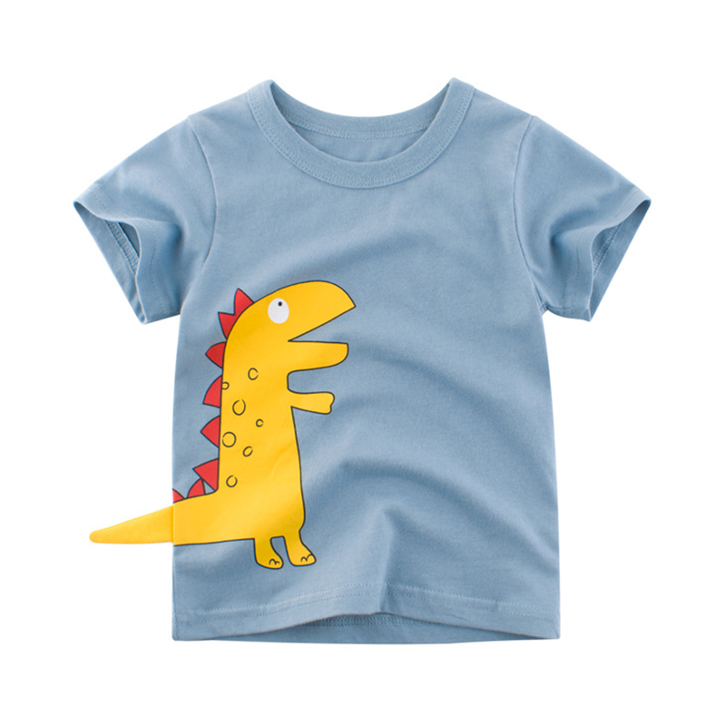 

Lovely Leisure O Neck Cartoon Print Blue Boy T-shirt