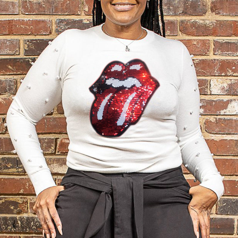 

Lovely Casual O Neck Lip White Plus Size T-shirt