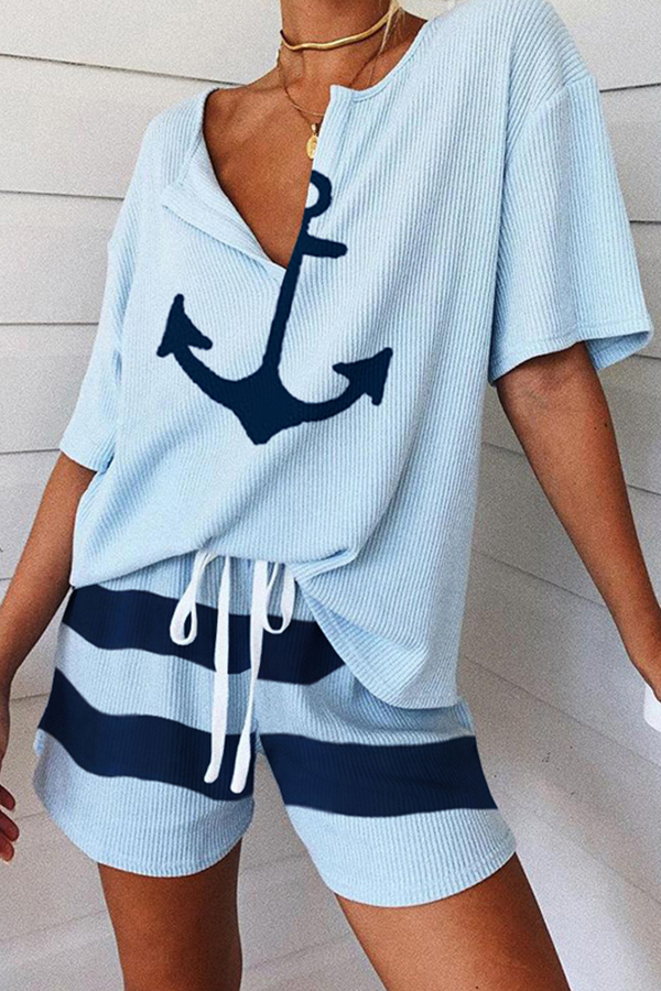 

Lovely Leisure Print Blue Loungewear
