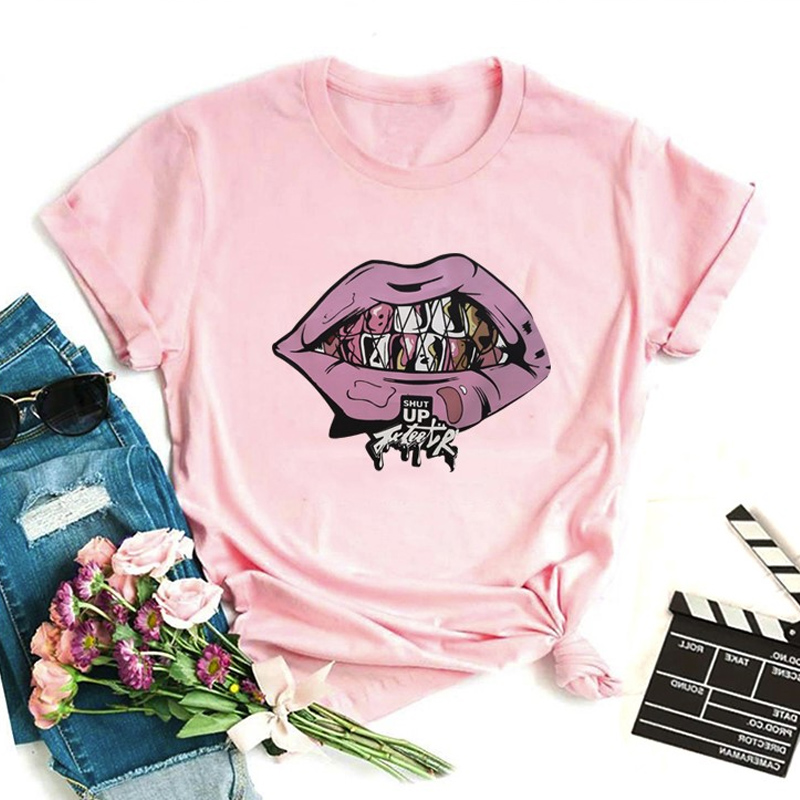 

Lovely Leisure Lip Print Pink T-shirt